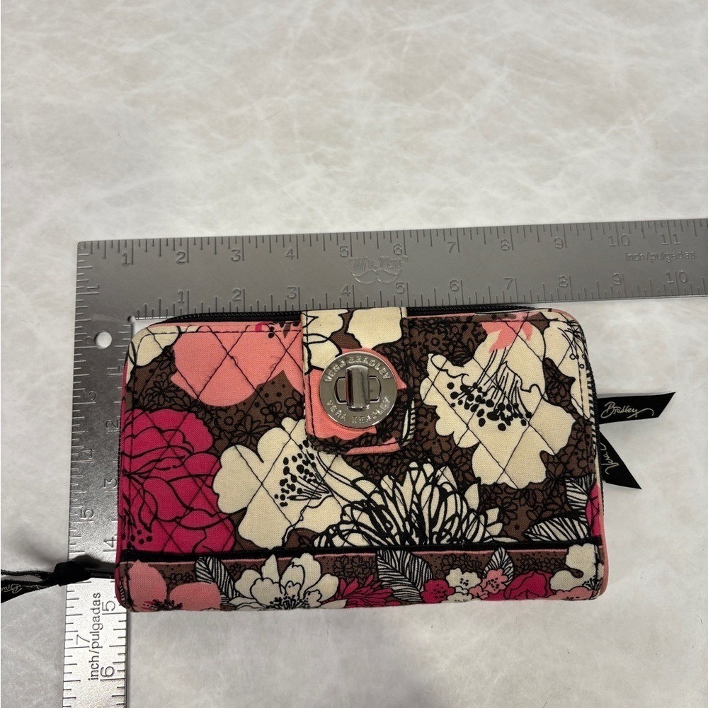 Vera Bradley Quilted Floral Zip Wallet in Pink, Cream & Brown - Picture 7 of 7